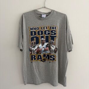 Vintage 2000 St Louis Rams Who Let The Dogs Out T Shirt All Sport XL Grey